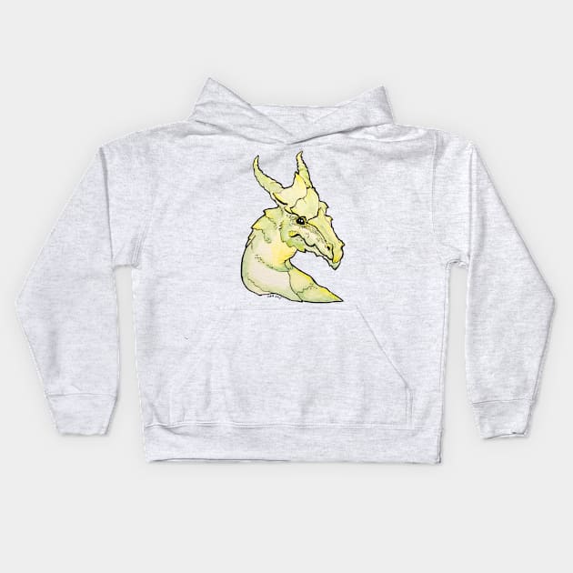 Green Prairie Dragon Kids Hoodie by camorganart